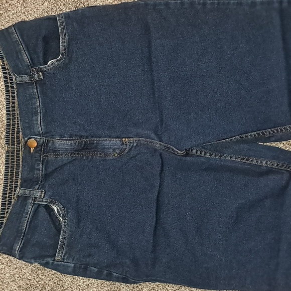 Blair Women's Elastic Waist Zip Up Blue Jeans 14P - Picture 2 of 7